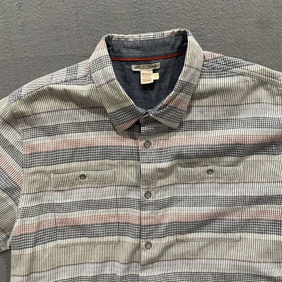 Carbon 2 Cobalt Shirt Mens Large Colorful Striped Chambray Cotton Camp Preppy - Picture 2 of 8